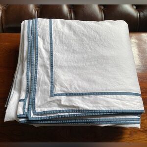 Ralph Lauren Spencer Border Sateen 300 TC KING Duvet Cover BLUE $420 - 108" X96"